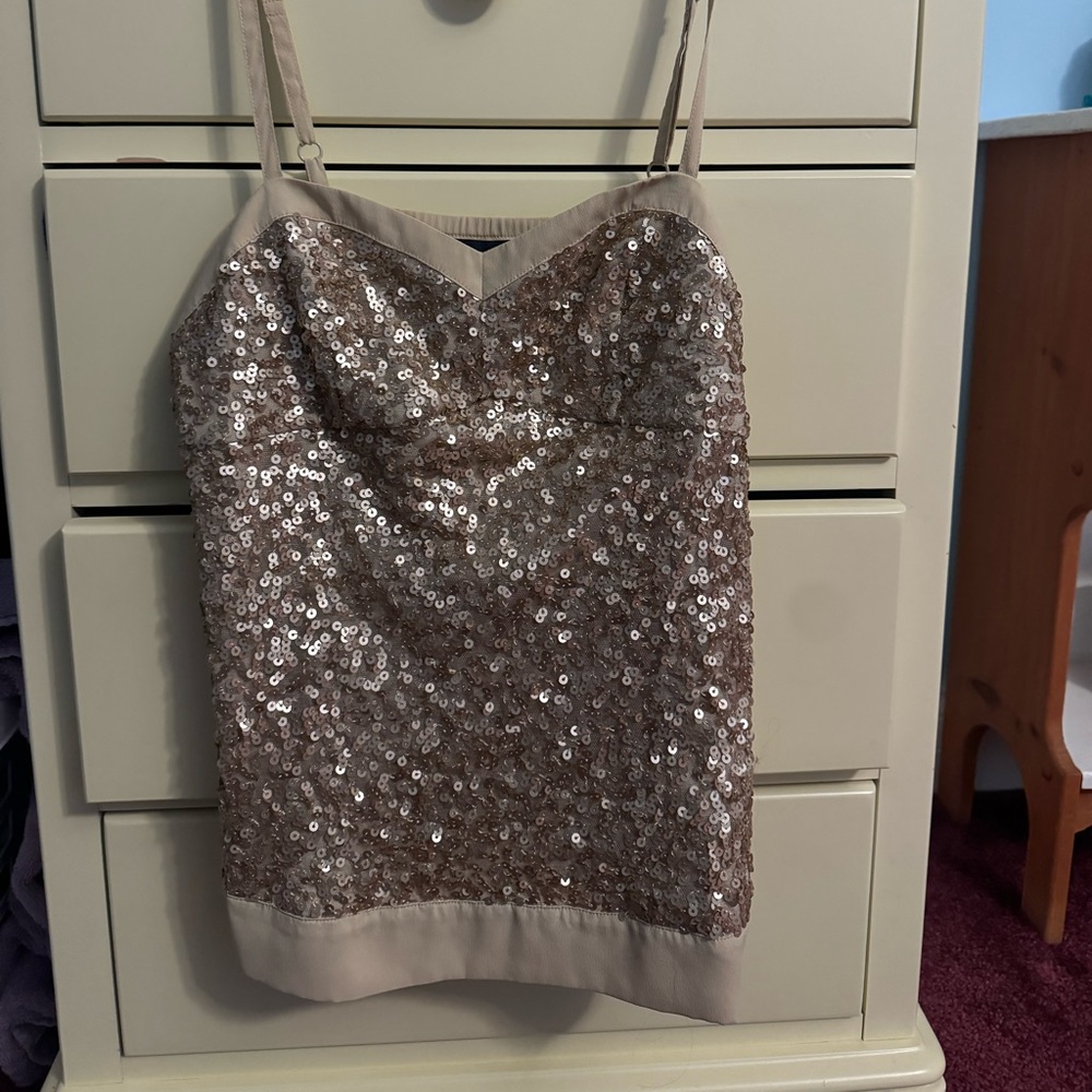 AE Sequin Embellished Tan Top